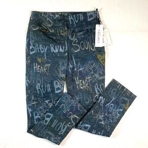 Lisette-L Montreal Womens Sz 0 Blue Graffiti Pull Up Leggings Pants Baby Run